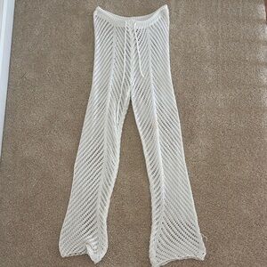 White Crochet Knit Pants